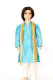 Aqua Blue Art Silk Readymade Kurta Pajama - 1 to 10 Year Boys
