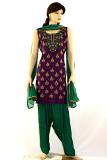 Purple Multi Color thread stones beads work Chanderi Silk Readymade Patiala Purple Multi Color thread stones beads work Chanderi Silk Readymade Patiala