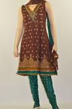 Mirror, Sequins, beads work brown Georgette Readymade Salwar Kameez Suit Mirror, Sequins, beads work brown Georgette Readymade Salwar Kameez Suit