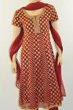 Maroon Gold Zari Cotton Readymade Anarkali Churidar Kameez
