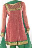 Red Onion color Georgette Readymade Churidar Kameez