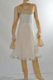 Light Brown & White Net Readymade Anarkali Churidar Kameez Suit