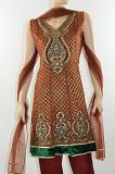 Standout Brown Net Readymade Churidar Suit S/M Standout Brown Net Readymade Churidar Suit S/M