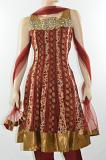 Maroon  Net and chiffon Readymade Churidar Suit in Small Size