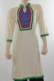 Long Half White Elegant Cotton Kurti Tunic M/L Long Half White Elegant Cotton Kurti Tunic M/L