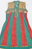 Red & Green Colour Self Gold Print Kurti Size 34/36