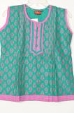 Light Teal Cotton Green Short Kurti Size 36/38