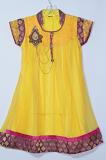 Yellow Georgette Kurti w/ Jaquard Stone Work Kurti Size 32/34 Yellow Georgette Kurti w/ Jaquard Stone Work Kurti Size 32/34