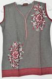 Ash Color Short Cotton Kurti w/ Embroidery Size 34/36 Ash Color Short Cotton Kurti w/ Embroidery Size 34/36