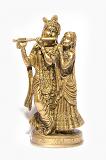 Radha Krishna Standing in Brass Statue Idol w/ Krishna Playing Flute Radha Krishna Standing in Brass Statue Idol w/ Krishna Playing Flute