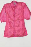 Pink Poly Dupion Silk Shervani w/ Churidar Pants & Stole 3 Yr Boys