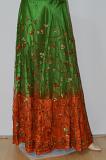 Green & Orange Net Lehanga w/ Net Blouse Strings In The Back & Net Stole