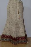Cream Chanderi Silk Fish Cut Lehanga w/ Blouse & Stole