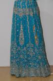 Teal Blue Georgette Lehanga w/ Blouse Neck & Hands Work & Stole
