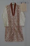 Cream Color Raw Silk Kurta Pajama w/ Churidar Pants
