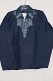 Navy Blue Polyster Women Short Kurta w/ Full Sleeves S/M
