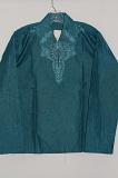 Teal Green Color Polyster Short Kurta Top w/ Full Sleeves S-2XL