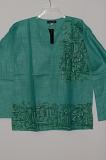 Green Color Cotton Short Kurta w/ Full Sleeves 42"