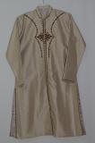 Beige Color Raw Silk Sherwani w/ Inner Lining Comes w/ Churidar Pants