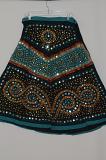 Girls Black  & Mutli Garba Cotton Dress w/ Stole & Adjustable Blouse