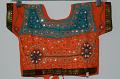 Orange & Blue Garba Dress w/ Strings On The Blouse Back To Tie