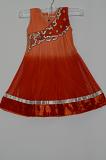 Orange Net Anarkali Dress w/ Churidar Pants & Stole