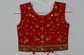 Red & Cream Georgette Lahenga w/ Adjustable String Choli & Dupatta