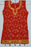 Red Georgette Sleeveless Dress w/ Salwar Pants Girls Dress
