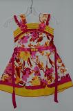 Stunning White & Yellow Cotton Girls Dress