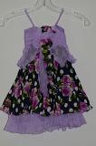 Purple & Blue Cotton Silk Dress for Girl Children