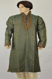 Green Brocade Readymade Kurta w/ Churidar