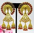 Jhumka earrings dark red beads