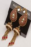 Red Stone Studded Antique Finish Stylish Earrings