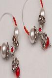 White Pearl Red Stone Studded Fashion Earrings White Pearl Red Stone Studded Fashion Earrings