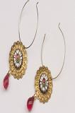 Pink Stone Studded Antique Finish Earrings