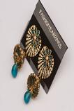 Teal Stone Studded Traditional Antique Finish Earrings