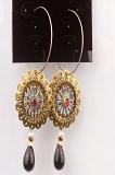 Red and Black Stone Studded Antique Finish Earrings