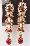 Red And Maroon Stone Studded Antique Finish Earrings Red And Maroon Stone Studded Antique Finish Earrings