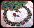 Simple Black & Red Squared Terracotta Necklace & Earrings