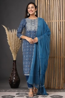 Rayon Suit with shiffon dupatta