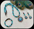 Blue and Black Designer Pendant,Earrings and Bracelet!!!