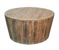 Distressed White Reclaimed Round Tapered Side Coffee Table 36"