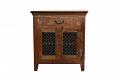 Handmade Storage Cabinet Table from Reclaimed  Rustic Wood w/  Iron Grill