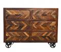 Reclaimed Industrial Sideboard Buffet Table on Iron Wheels