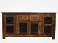 Antique Rustic Wooden Sideboard Buffet Table w/ Iron Grill Antique Rustic Wooden Sideboard Buffet Table w/ Iron Grill