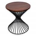Round 20" Accent Table W/ Reclaimed Wood & Iron Base
