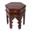 Moroccan Style 17" Six Corner Antique Accent Table For Living Room