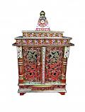 Handcrafted Meenakari Mandir w/ Door for Hindu Puja Ghar at Home 20" Handcrafted Meenakari Mandir w/ Door for Hindu Puja Ghar at Home 20"
