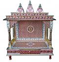 Large Size Home Pooja Mandir Hindu Temple w/o Doors w/ Meenakari Work 33" Large Size Home Pooja Mandir Hindu Temple w/o Doors w/ Meenakari Work 33"