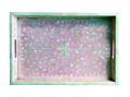 Floral  Bone Inlay Serving Tray in Pink